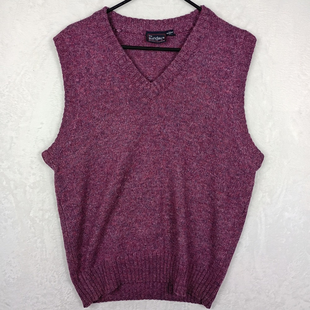 The Sundays Sportswear Co Mens‎ Large  Shetland Wool Blend V-Neck Sweater Vest